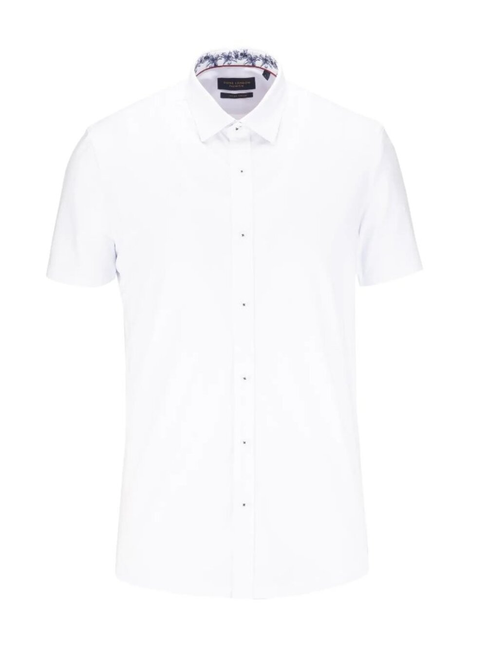 Guide London White Cotton Stretch Jersey Short Sleeve Button Up Shirt/64820
